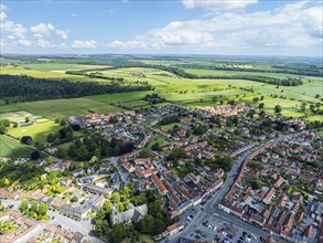 Helmsley Village from a drone, North York Moors National Park, North Yorkshire, UK