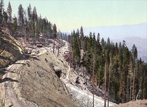 Loop and tunnels, Siskiyou Mountains, California, United States of America, USA, digitally restored