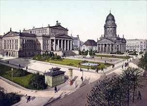 Gendarmenmarkt and Schillerplatz, Berlin, Germany, 1890, Historic, digitally restored reproduction