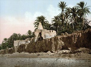 Marabout, grave of a saint near Biskra, Algeria, ca 1890, Historical, digitally restored