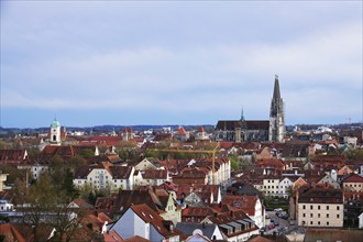 Regensburg, Bavaria, View of the old town, March, Germany, Europe