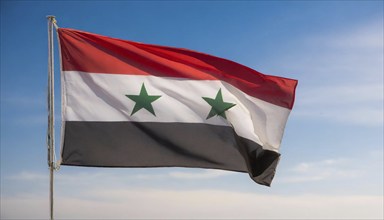 The flag of Syria flutters in the wind