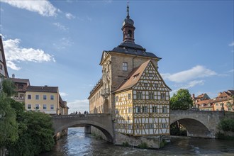 Old Town Hall, built in the Regnitz in 1467, Upper Bridge, Bamberg, Upper Franconia, Bavaria,