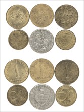 Collection of various Austrian coins, schillings and groschen, circulation money, obverses and