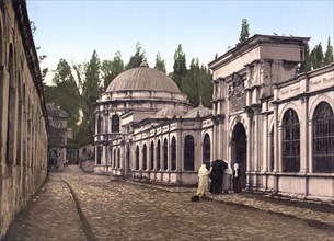 Street in Eyüp, a district of Constantinople, Turkey, Historical, digitally restored reproduction