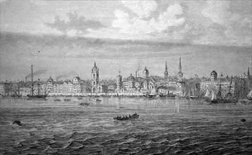 View of Liverpool in England, in 1880, Historical, digital reproduction of an original from the