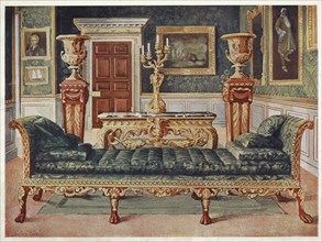 Furniture at the turn of the century 1900, Mahogany and gilt Georgian suite in the gallery and