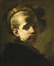 Portrait of a Boy in a Fur Hat, painting by Luca Giordano (Italian, 1634-1705), historically,