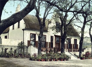 An old Dutch dwelling, Cape Colony, South Africa, Historic, digitally restored reproduction from a