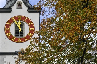 Church clock five to twelve