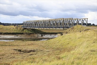 Orford Ness lighthouse Open Day, September 2017, Suffolk, England, UK, Bailey Bridge crossing Stony