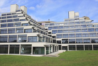 Student accommodation buildings known as Ziggurats, campus of University of East Anglia, Norwich,