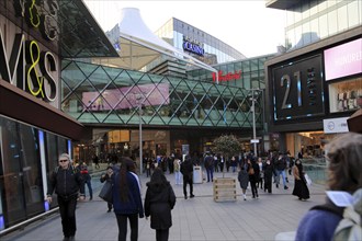 People shopping at Westfield shopping centre, Stratford, London, England, UK