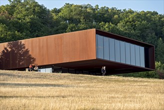 Celtic World at Glauberg, museum and research centre, building made of Corten steel with panoramic