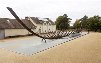 Steel frame of ship burial, Sutton Hoo, Suffolk, England, UK