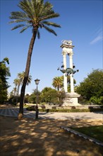 Monument to Christopher Columbus, Cristóbal Colón, erected in 1921 in Jardines de Murillo, Seville,