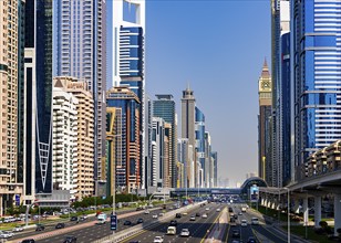 Dubai, Downtown skyscrapers and Sheik Zayed Road, United Arab Emirates, Middle East, Asia