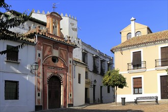 Attractive historic doorway and buildings in old inner city, Cordoba, Spain, Europe