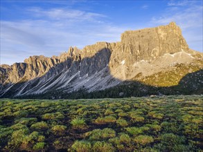 Mountains at sunset, Dolomites, Passo Giau, Belluno, Italy, Europe