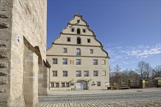 Historic town mill and museum with tail gable and, Nördlinger Tor, Dinkelsbühl, Middle Franconia,