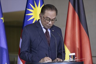 Anwar Ibrahim, Prime Minister of Malaysia recorded during a press conference at the Federal