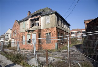 Derelict former dock office buildings, Albert Dock, Hull, Yorkshire, England, United Kingdom,