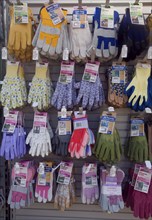 Gardening is a major leisure industry as suggested by this display rack of garden gloves in