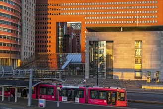 Courthouse, right, building of the public prosecutor's office, red, on Wilhelminaplein, on the