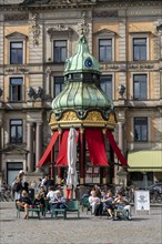 Historic café kiosk on Kongens Nytorvv Square in Copenhagen, Denmark, Europe