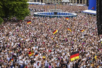 UEFA European Football Championship. Enthusiastic fans at the public viewing in the host city of