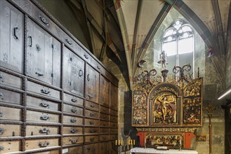 Interior view, Gothic vault, St Michael's Church, Schwäbisch Hall, Old Town, Kocher Valley, Kocher,