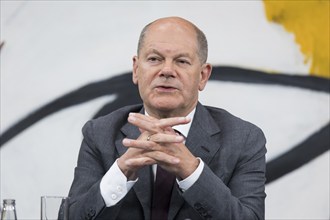 Olaf Scholz (Federal Chancellor of the Federal Republic of Germany, SPD) at a press conference