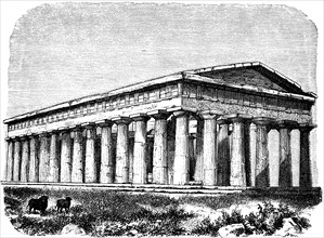 Temple of Neptune in Paestum, example of a hypethral temple, an unroofed temple, Greeks in