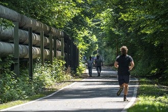 Cycling in the Ruhr area, Lothringentrasse, in the north of Bochum, Bochum-Grumme, former railway