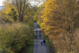 The Grugatrasse, former railway line between Essen and Mülheim an der Ruhr, now cycle path,