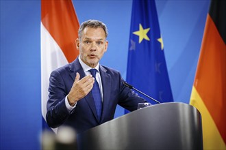 Caspar Veldkamp, Foreign Minister of the Netherlands, at a press conference at the Federal Foreign