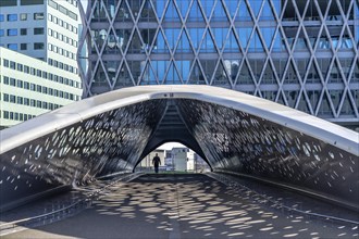 The Parkbruk, cycle and pedestrian bridge in the city centre of Antwerp, crosses a multi-lane city