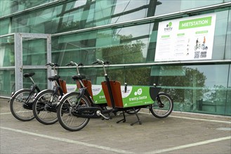 Rental station for cargo bikes, in Münster, North Rhine-Westphalia, GermanyRental station for cargo