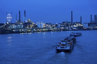 Backdrop of Chempark Leverkusen, Bayer Leverkusen, chemical park, chemical plant, river Rhine,