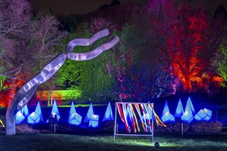 Parkleuchten, event in winter, in the Grugapark in Essen, many different light installations,