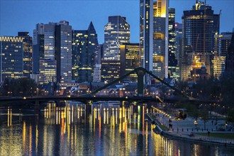 Skyline of Frankfurt am Main, skyscrapers, business and banking district in the city centre, bank