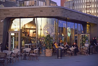 Europe, Germany, Hamburg, harbour, Baumwall, Espresso House, on the Baumwall promenade, flood