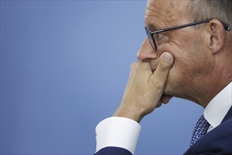 Friedrich Merz, CDU party chairman, at the Federal Press Conference on the consequences of Solingen