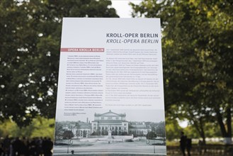 Information board of the Kroll-Opera Berlin taken during a commemorative event on the anniversary