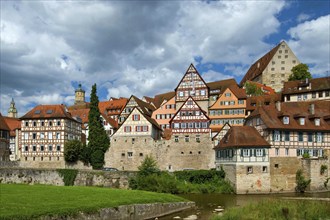 Europe, Germany, Baden-Württemberg, Schwäbisch Hall, an der Kocher, View from Unterwöhrd to the old