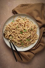 Spaghetti carbonara, in creamy garlic sauce, pasta in white sauce, homemade, no people