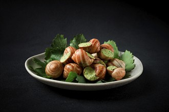 Grape snails, stuffed in burgundy, french cuisine