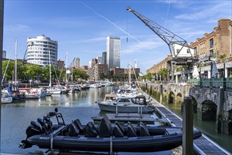 Rotterdam Marina, gastronomy, nightlife district, pleasure craft harbour, sailing boats, motor