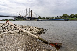 Low water level of the Rhine at Duisburg-Neuenkamp, gauge at 279 cm, no restrictions for shipping