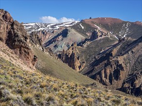 Colorful rock formations in the Valle Lunar, section of the Jeinimeni National Park, Patagonia,